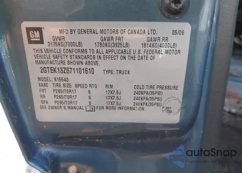 2007 GMC Sierra 1500 Classic Sle1 z USA, uszkodzony, nr VIN 2GTEK13Z671101610